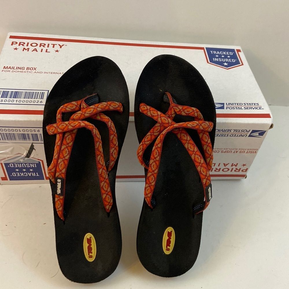 Teva sandals size 8 orange straps # 6840